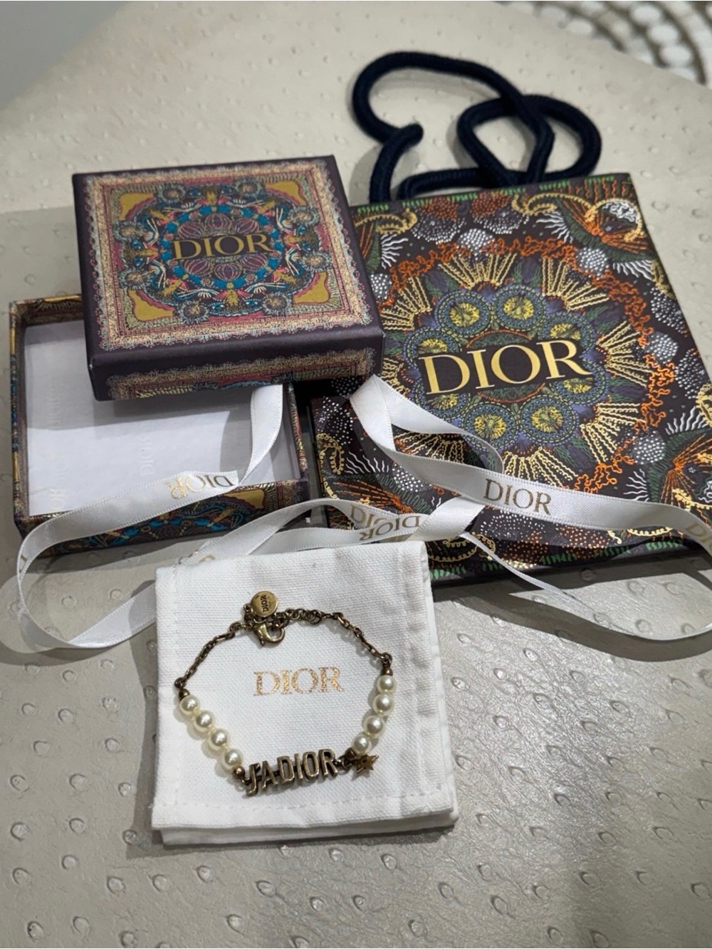 Dior Pearl and Gold J'Adior Charm Bracelet AUTHENTIC